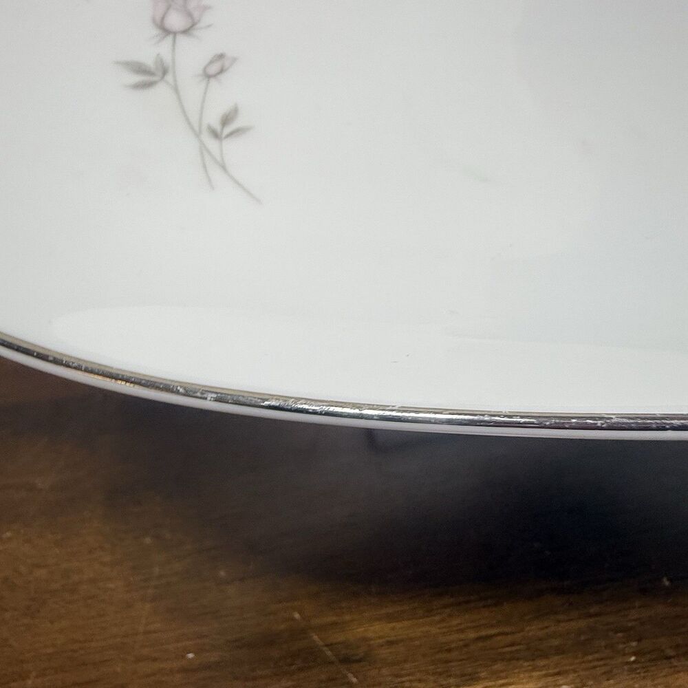 Noritake PASADENA 6311 Japan 11 1/2" Oval Pink Grey Rosebud Platinum Trim - Picture 5 of 9